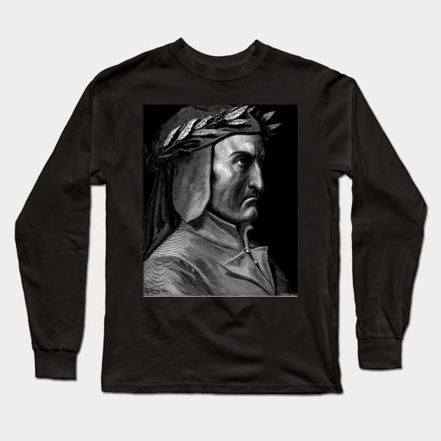 High Resolution Gustave Doré Illustration Dante Alighieri Portrait Long Sleeve T-Shirt by tiokvadrat